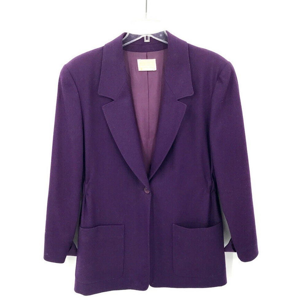 PENDLETON Womens Vintage Jacket Coat Wool Purple Gathered Waist Patch Pockets 12